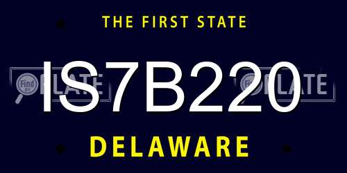 IS7B220 Delaware License Plate