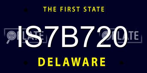 IS7B720 Delaware License Plate