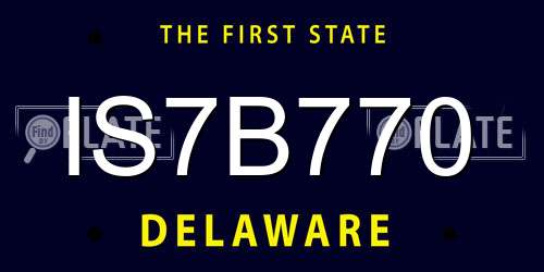 IS7B770 Delaware License Plate