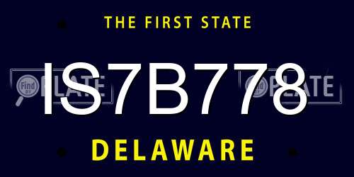 IS7B778 Delaware License Plate