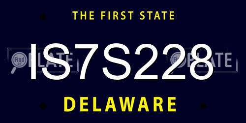 IS7S228 Delaware License Plate