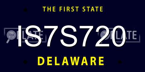 IS7S720 Delaware License Plate