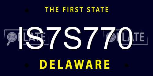 IS7S770 Delaware License Plate