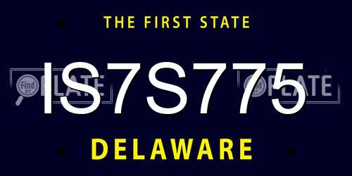 IS7S775 Delaware License Plate