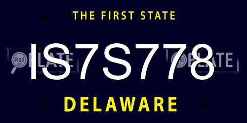 IS7S778 Delaware License Plate