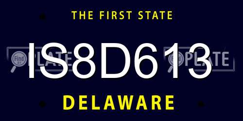 IS8D613 Delaware License Plate