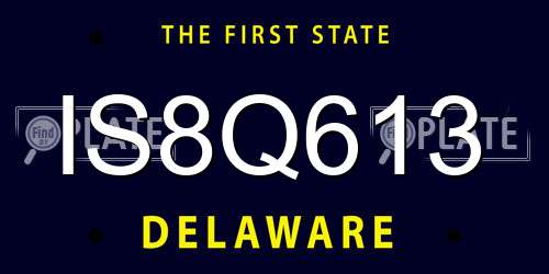 IS8Q613 Delaware License Plate