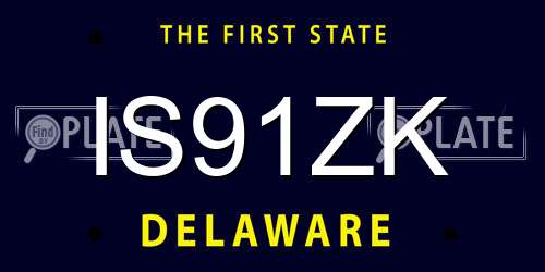 IS91ZK Delaware License Plate