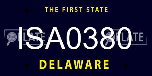ISA0380 Delaware License Plate