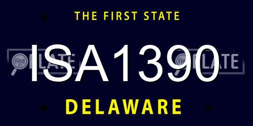 ISA1390 Delaware License Plate