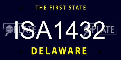 ISA1432 Delaware License Plate