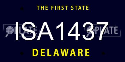 ISA1437 Delaware License Plate