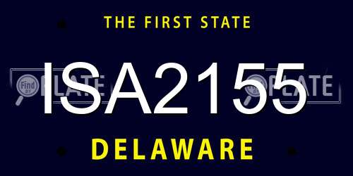 ISA2155 Delaware License Plate