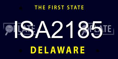 ISA2185 Delaware License Plate