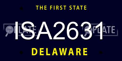 ISA2631 Delaware License Plate