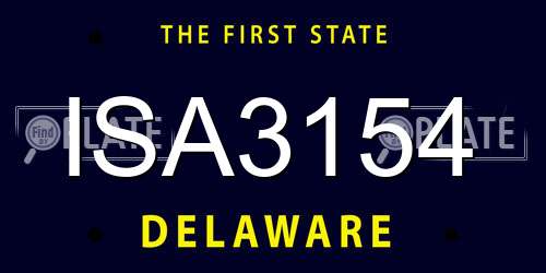 ISA3154 Delaware License Plate