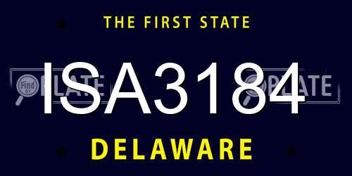 ISA3184 Delaware License Plate