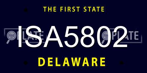 ISA5802 Delaware License Plate