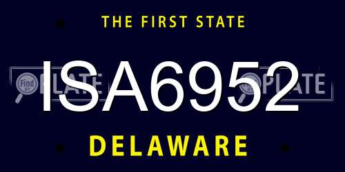 ISA6952 Delaware License Plate