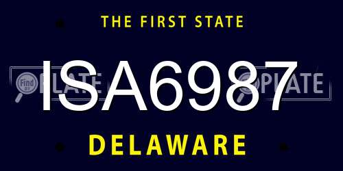 ISA6987 Delaware License Plate