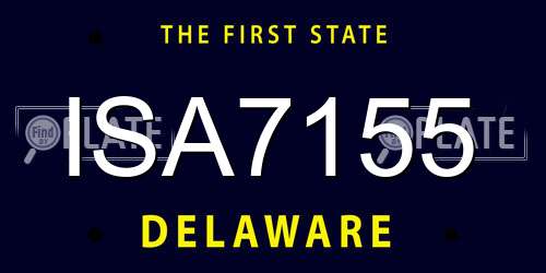 ISA7155 Delaware License Plate