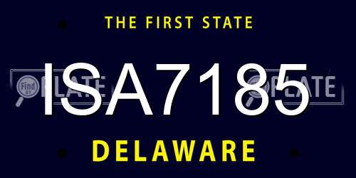 ISA7185 Delaware License Plate