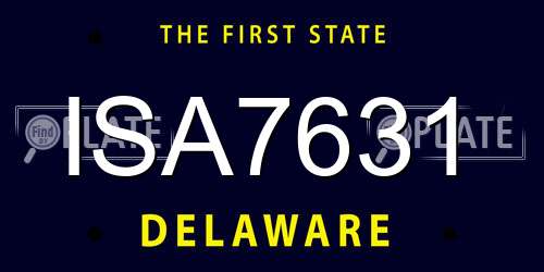 ISA7631 Delaware License Plate