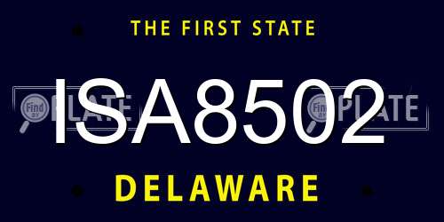 ISA8502 Delaware License Plate