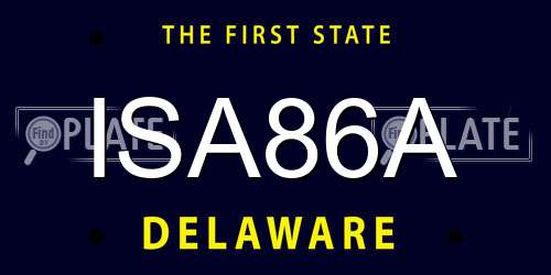 ISA86A Delaware License Plate