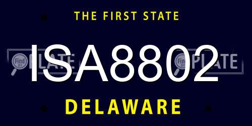 ISA8802 Delaware License Plate