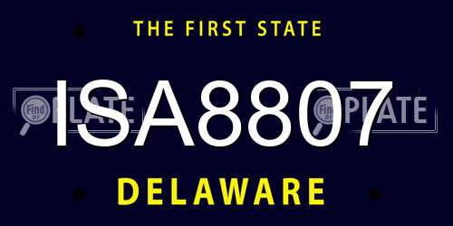 ISA8807 Delaware License Plate