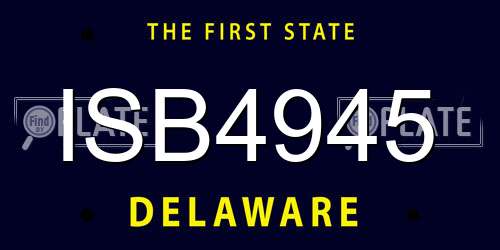 ISB4945 Delaware License Plate