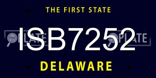 ISB7252 Delaware License Plate