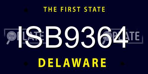 ISB9364 Delaware License Plate