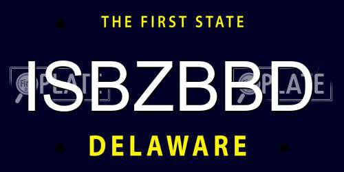 ISBZBBD Delaware License Plate