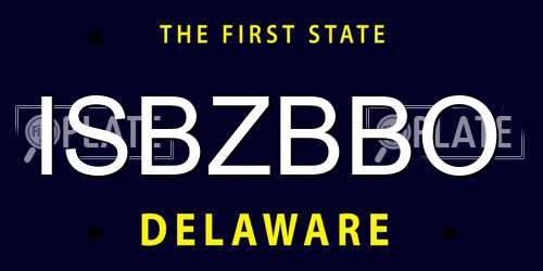 ISBZBBO Delaware License Plate