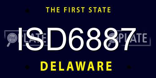 ISD6887 Delaware License Plate