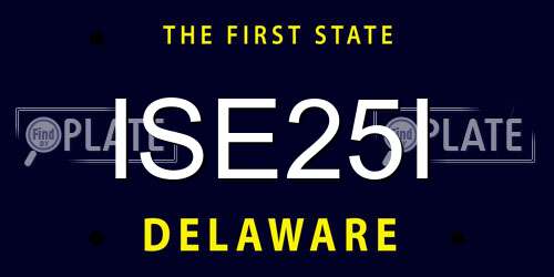 ISE25I Delaware License Plate