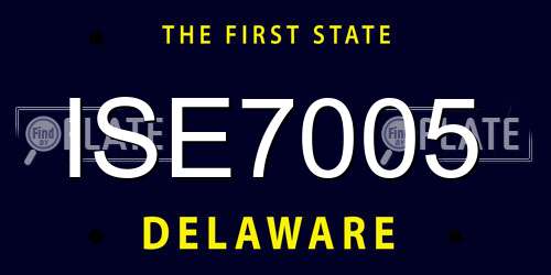 ISE7005 Delaware License Plate