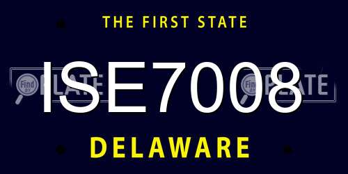 ISE7008 Delaware License Plate