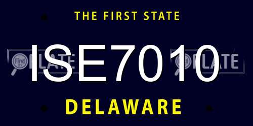 ISE7010 Delaware License Plate