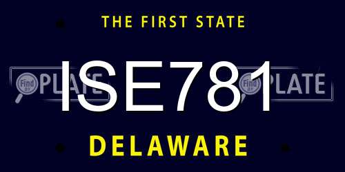 ISE781 Delaware License Plate