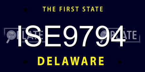 ISE9794 Delaware License Plate