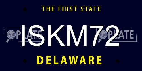 ISKM72 Delaware License Plate