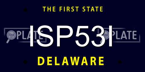ISP53I Delaware License Plate