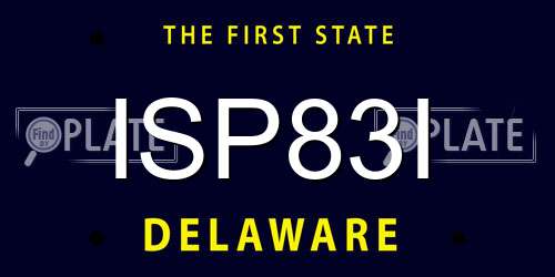 ISP83I Delaware License Plate