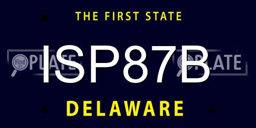ISP87B Delaware License Plate