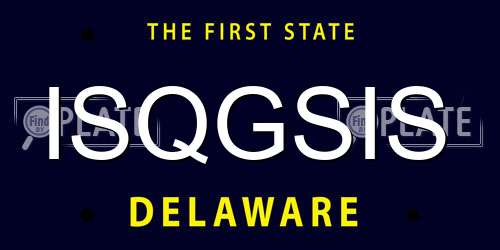 ISQGSIS Delaware License Plate