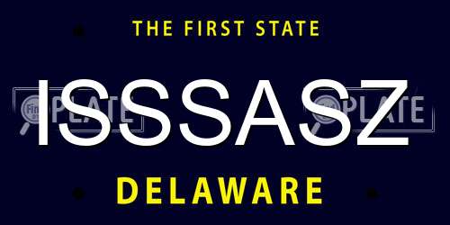 ISSSASZ Delaware License Plate
