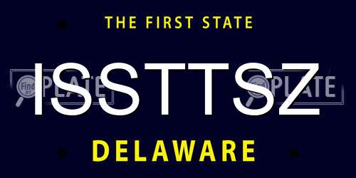 ISSTTSZ Delaware License Plate